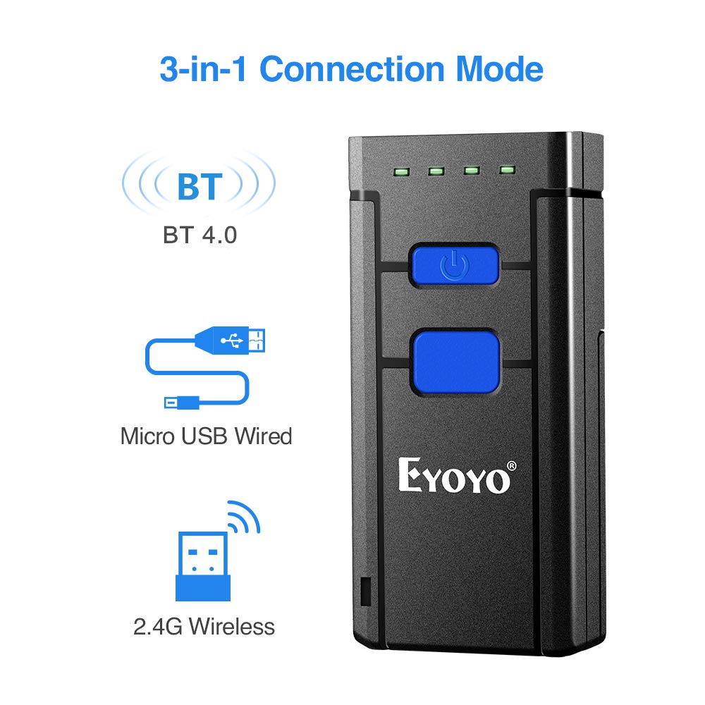 Eyoyo 3 IN 1 2.4G Wireless Bluetooth & Wired Laser Barcode Scanner für Android 