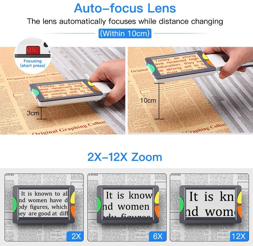Eyoyo RS430X Portable Digital Magnifier 4.3 Inch Screen 2X12X Zoom