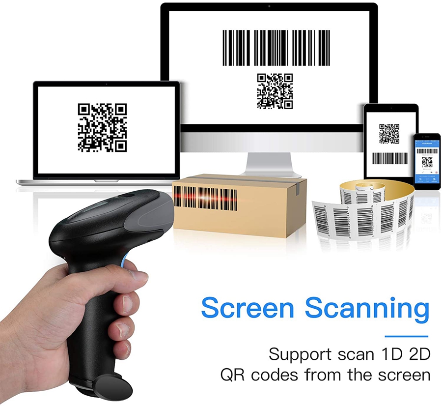 Eyoyo EY019Y Barcode Scanner USB, Handheld Wired 1D 2D QR Barcode